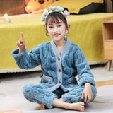 Kid Girl Autumn Winter Coral Velvet Flannel Thickened Pajamas