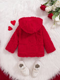 Baby Girl Cozy Heart Plush Jacket Warm Thick Button-Up Outerwear Coats