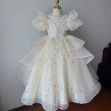 Kid Girl Princess Flower Wedding Birthday Host Dress