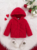 Baby Girl Cozy Heart Plush Jacket Warm Thick Button-Up Outerwear Coats