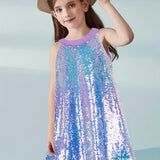 Kid Girls Sequin Sleeveless Trendy Summer Party Birthday Dresses