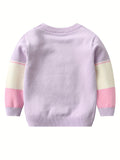 Kid Girl Delight Crew Neck Butterfly Embroidery Sweater Top