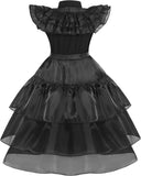 4-14Y Kid Girl Black Halloween Cosplay Costumes Party Dress with Accessories