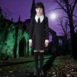Kids Gilrs Black Wednesday Halloween Dresses Costume  for 3-14 Years
