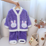 Kid Girl Winter Flannel Plush Thick Pajamas