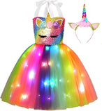 2-10Y Kid Girl Unicorn Sequin Sparkle Rainbow Tutu Birthday Dresses