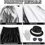 3-12Y Kid Boys Silver Pop Star Costume Sequin 5 Pcs Set