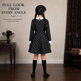 2-14Y Kid Girls Halloween Costume Black Dress with Wig Necklace Full Set  7pcs