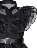 3-13Y Kid Girls Black Halloween Costume Dress with Wig Socks Cosplay Party Outfit
