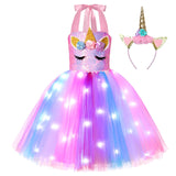 2-10Y Kid Girl Unicorn Sequin Sparkle Rainbow Tutu Birthday Dresses