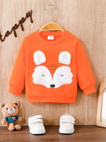 Baby Girl Boy Adorable Fox Embroidered Long Sleeve Sweatshirt