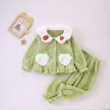 Kid Boy Girl Autumn Winter Coral Velvet Padded Warm Pajamas