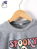 Kid Boy Girl Creative Spook Ghost and Pumpkins Cartoon Graphic Pullover