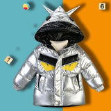 Kid Boys Plush Thick Glossy Cotton Jacket Windproof Winter Coats