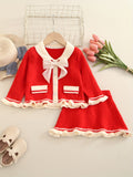 Kid  Baby Girls Adorable Fall Winter Knit Cardigan 2 Pcs Sets