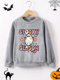 Kid Boy Girl Creative Spook Ghost and Pumpkins Cartoon Graphic Pullover