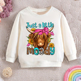 Kid Baby Girls Cow Sunflower Graphic Comfort Long Sleeve Sweatshirt