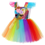 3-8Y Kid Girl Unicorn Tutu Halloween LED Light Birthday Party Outfit Princess Dress