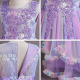 5-14Y Kid Flower Girls Princess Floral Boho Lace Embroidered Star Pageant Dresses for Kids Baby Party Wedding Puffy Communion Maxi Gown