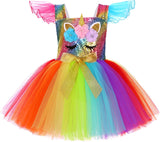 3-8Y Kid Girl Unicorn Tutu Halloween LED Light Birthday Party Outfit Princess Dress