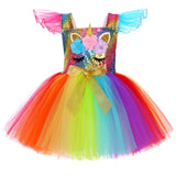 3-8Y Kid Girl Unicorn Tutu Halloween LED Light Birthday Party Outfit Princess Dress
