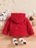 Kid Baby Girl Heart Pattern Fleece Hooded Jacket Warm Thickened Coat