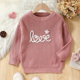 Kid Girl Embroidered Cozy Long Sleeve Sweaters