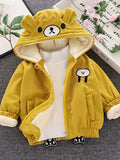 Kid Baby Girl Cute Bear Corduroy Hooded Jacket Warm Coats