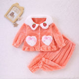 Kid Boy Girl Autumn Winter Coral Velvet Padded Warm Pajamas