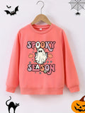 Kid Boy Girl Creative Spook Ghost and Pumpkins Cartoon Graphic Pullover