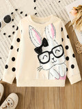 Kid Baby Toddler Girls Rabbit Polka Dot Print Long Sleeve Sweatshirt