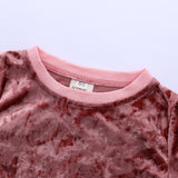 6M-6T Kid Baby Girls Autumn Winter Golden Velvet Suit 2 Pcs Set