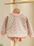 Kid Baby Girl Cozy Ditsy Hearts Knitted Crew Neck Sweaters