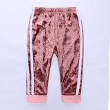 6M-6T Kid Baby Girls Autumn Winter Golden Velvet Suit 2 Pcs Set