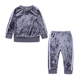 6M-6T Kid Baby Girls Autumn Winter Golden Velvet Suit 2 Pcs Set