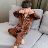 Kid Boys Coral Velvet Padded Flannel Autumn Winter Pajamas