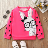 Kid Baby Toddler Girls Rabbit Polka Dot Print Long Sleeve Sweatshirt