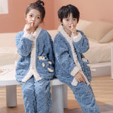 Kid Baby Boy Girl Winter Autumn Plush Flannel Pajamas