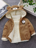 Kid Baby Girl Cute Bear Corduroy Hooded Jacket Warm Coats