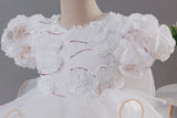 3-12T Kid Girl Birthday Puff Sleeve Train Princess Elegant Wedding Flower Carnival Dresses