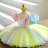 Kid Baby Summer Rainbow Sequins Princess Fluffy Tutu Dresses