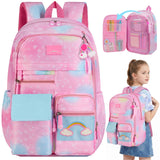Kid Girl School Backpack Pink Starry Rainbow Cute Large Capacity Schoolbags