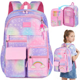 Kid Girl School Backpack Pink Starry Rainbow Cute Large Capacity Schoolbags