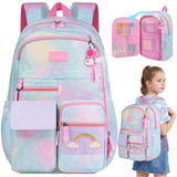 Kid Girl School Backpack Pink Starry Rainbow Cute Large Capacity Schoolbags