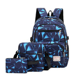 3pcs/set High School Boy Student Travel Backpacks One Shoulder Schoolbags