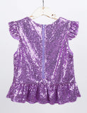 Kids Girls Mermaid Costume Top Girls Sleeveless Sequins Glittering Shirt T-Shirt