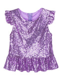 Kids Girls Mermaid Costume Top Girls Sleeveless Sequins Glittering Shirt T-Shirt