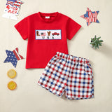Independence Day Baby Girl Short Sleeve Striped Shorts 2 Pcs Set
