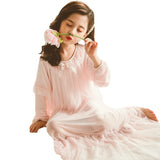 Kid Girl Cute Nightdress Pink Long-sleeved Bow Soft Mesh Gauze Pajamas