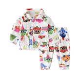 Kid Boy Standing Collar Warm Flannel Pajamas Sets